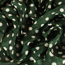 Load image into Gallery viewer, Lightweight Silk Linen Slub Print Deadstock - Forest White Polka
