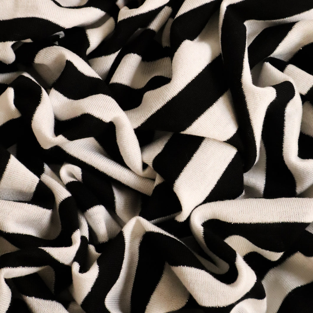 Zebra Lurex Viscose Spandex Knit Deadstock - Black & White