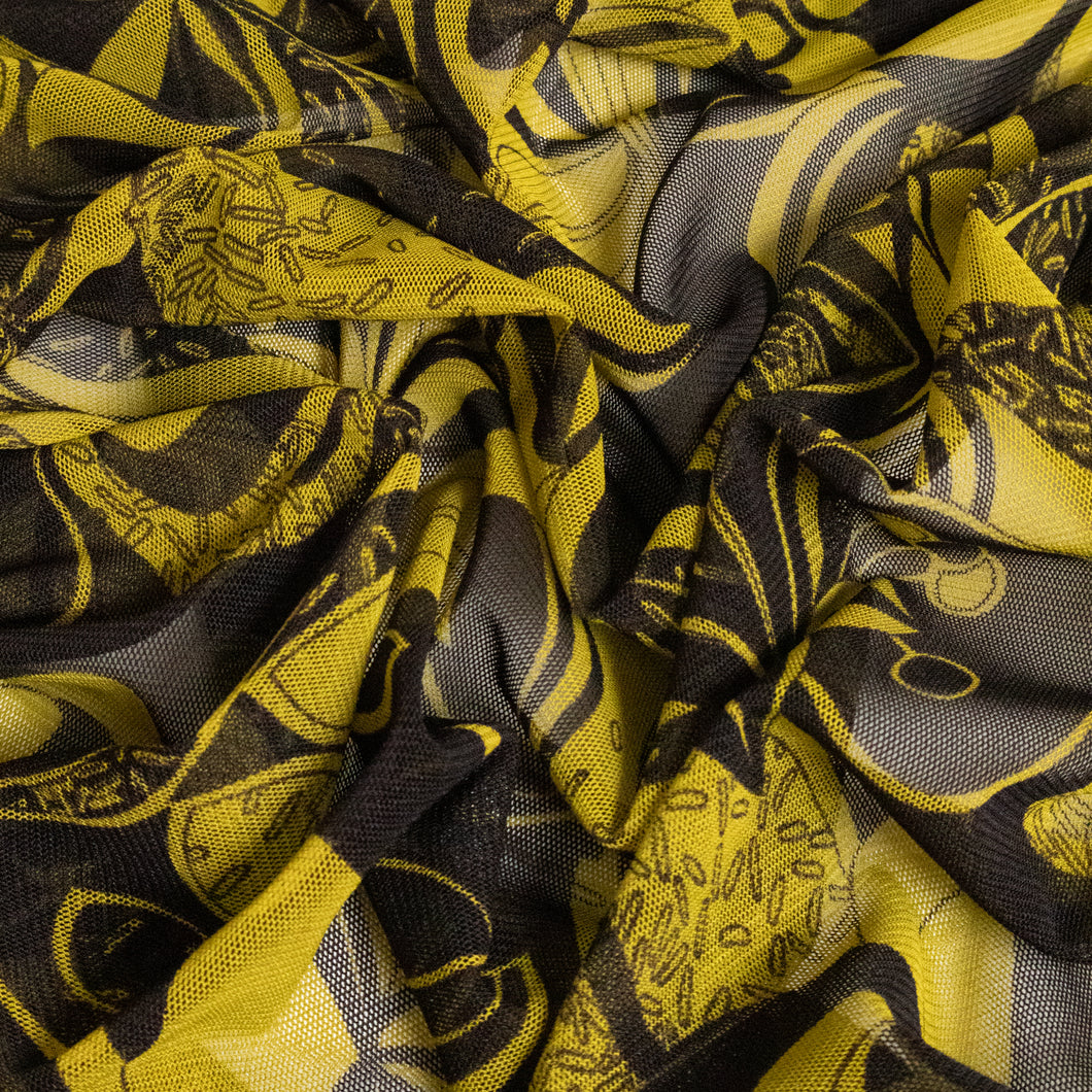 Printed Mesh Deadstock - Chartreuse Abstract