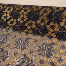 Load image into Gallery viewer, Fine Corded Floral Lurex Lace Deadstock - Navy &amp; Gold
