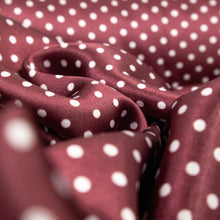 Load image into Gallery viewer, Polka Dot Printed Satin Deadstock - Burgundy &amp; White
