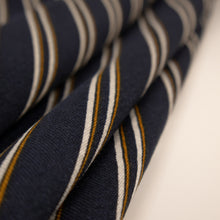 Load image into Gallery viewer, Cotton Preppy Double Stripe Print Deadstock - Navy, White &amp; Mustard
