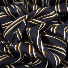 Load image into Gallery viewer, Cotton Preppy Double Stripe Print Deadstock - Navy, White &amp; Mustard
