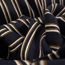Load image into Gallery viewer, Cotton Preppy Double Stripe Print Deadstock - Navy, White &amp; Mustard
