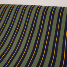 Load image into Gallery viewer, Cotton Preppy Double Stripe Print Deadstock - Army, Navy &amp; Gold
