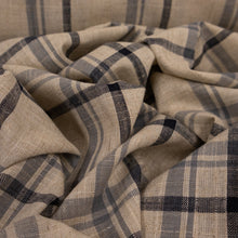 Load image into Gallery viewer, Linen Viscose Windowpane Check Deadstock - Natural &amp; Navy
