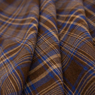 Yarn Dyed Cotton Plaid Deadstock - Brown & Blue