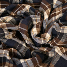 Load image into Gallery viewer, Brushed Cotton Plaid Deadstock - Cream, Navy &amp; Choc
