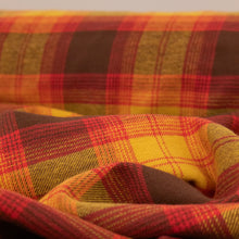 Load image into Gallery viewer, Brushed Cotton Plaid Deadstock - Ochre, Cerise &amp; Choc
