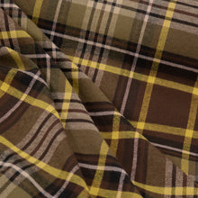 Load image into Gallery viewer, Brushed Plaid Cotton Deadstock - Choc, Khaki &amp; Buttercup
