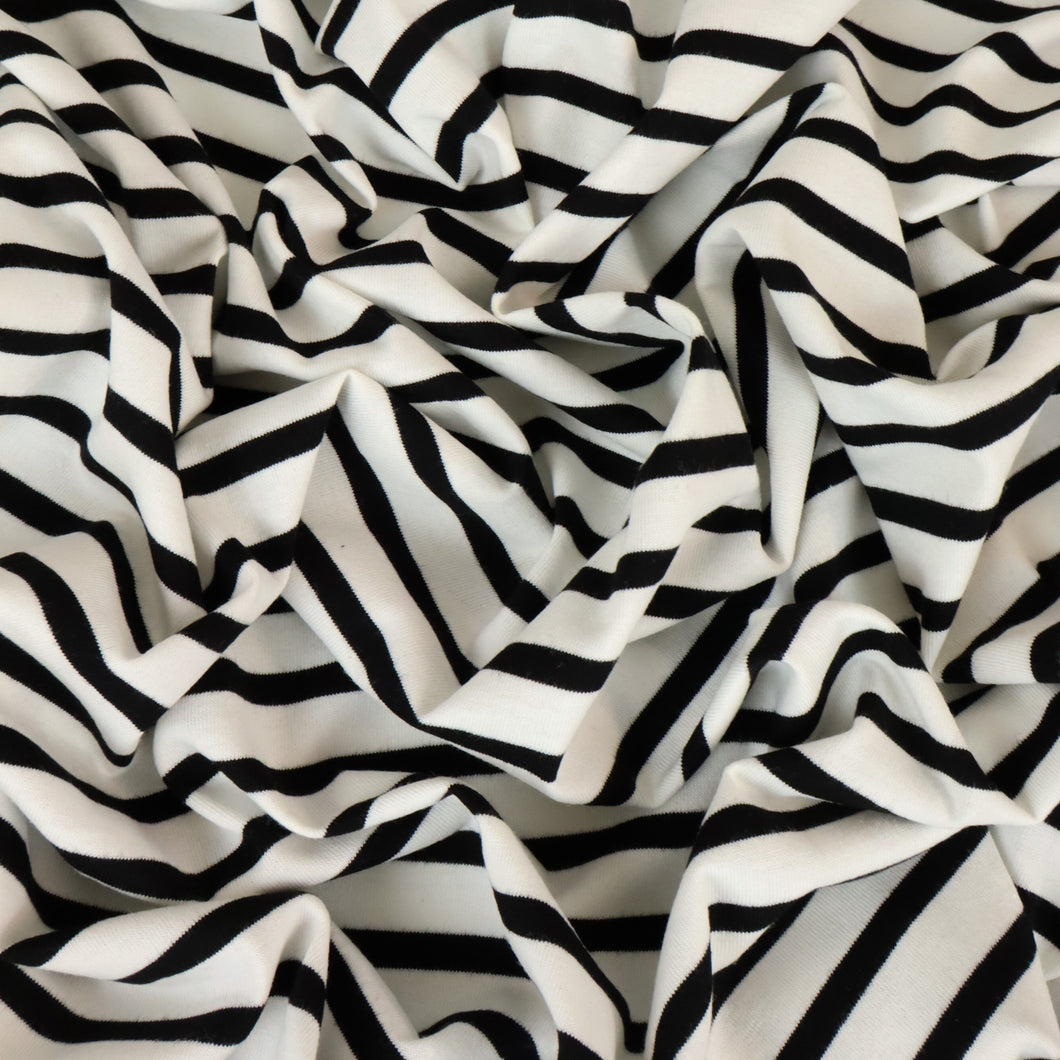 Cotton Ladder Striped Knit Deadstock - White Black