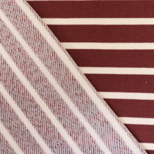 Load image into Gallery viewer, Striped Loop Back Sweatshirt - Mulberry &amp; White
