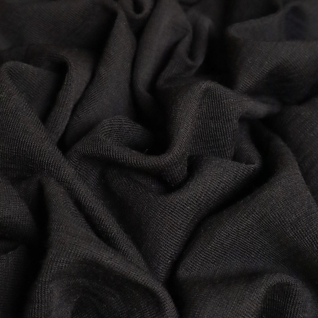 Merino Rib Knit Deadstock - Black