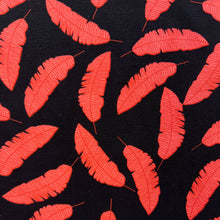 Load image into Gallery viewer, Feather Printed Rayon Challis Print - Red and Black
