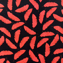 Load image into Gallery viewer, Feather Printed Rayon Challis Print - Red and Black

