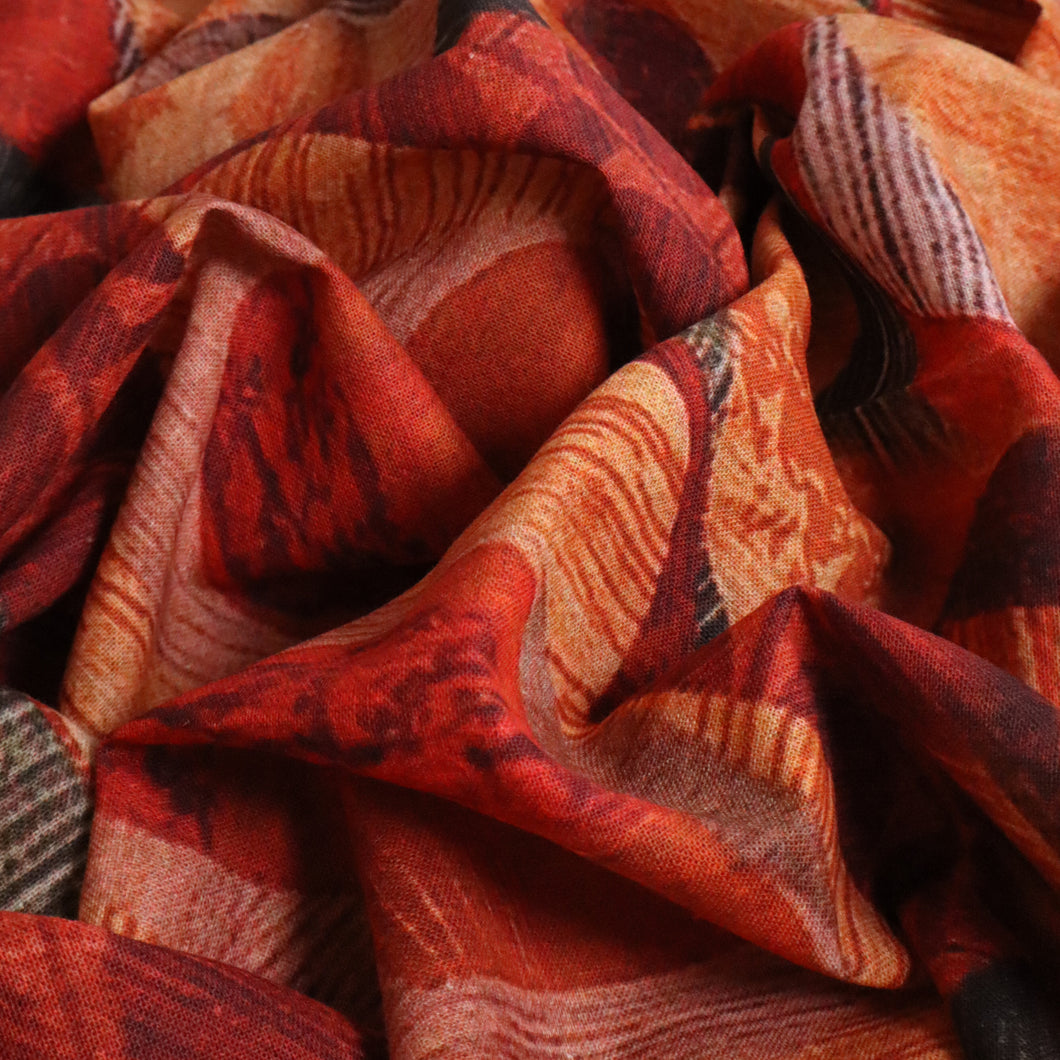 Novelle Cotton Linen Print Deadstock - Red & Orange
