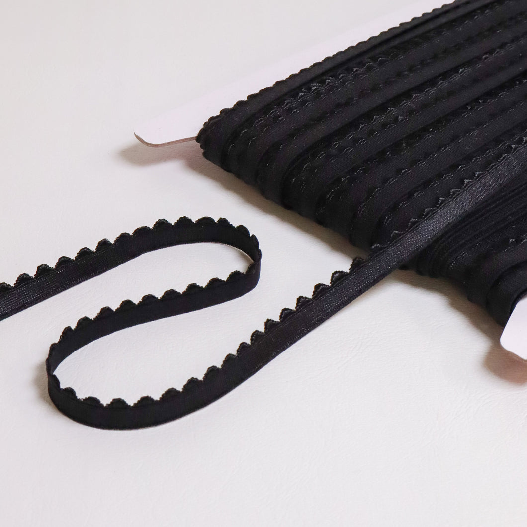 Picot Edge Black Elastic 11mm - by the metre