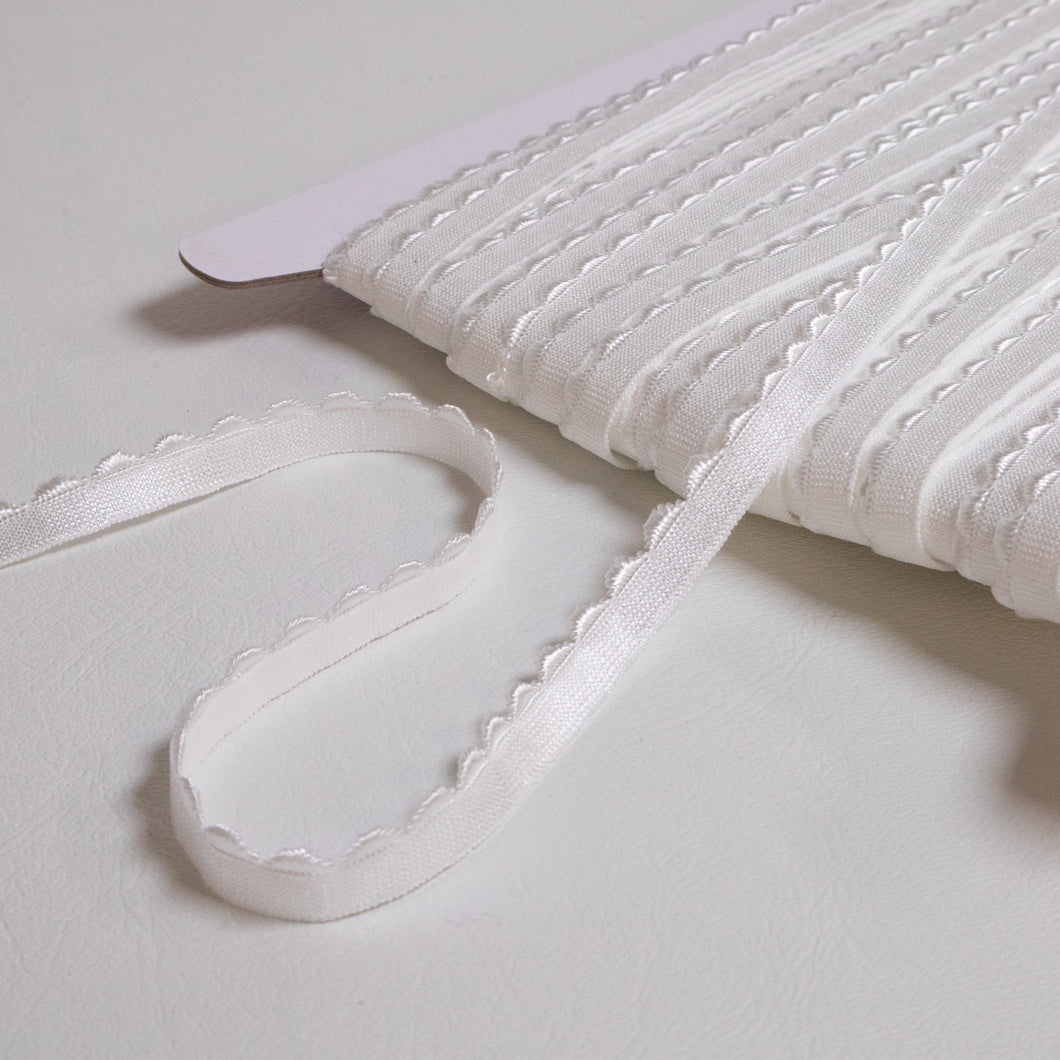 Picot Edge White Elastic 11mm - by the metre
