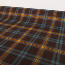Load image into Gallery viewer, Plaid Cotton Lawn Deadstock - Choc, Aqua &amp; Gold
