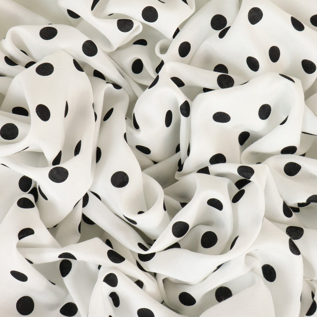 Rayon Polka Dot Print Deadstock - Small Black on White