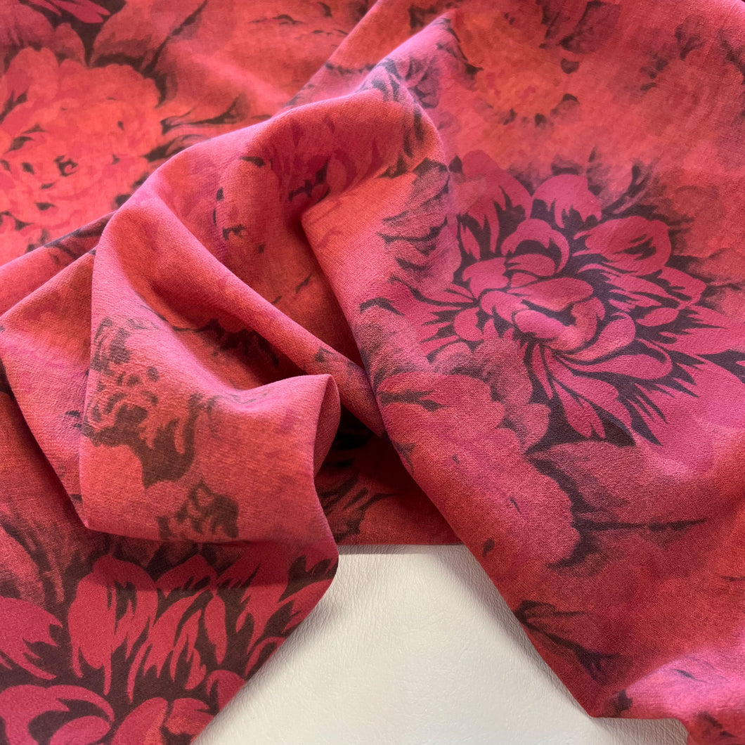Red Floral Printed Viscose - Red