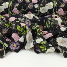 Load image into Gallery viewer, Queens Silk Chiffon Floral Print Designer End – Wildflower on Black

