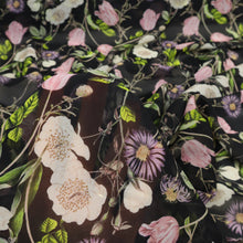 Load image into Gallery viewer, Queens Silk Chiffon Floral Print Designer End – Wildflower on Black
