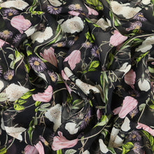 Load image into Gallery viewer, Queens Silk Chiffon Floral Print Designer End – Wildflower on Black
