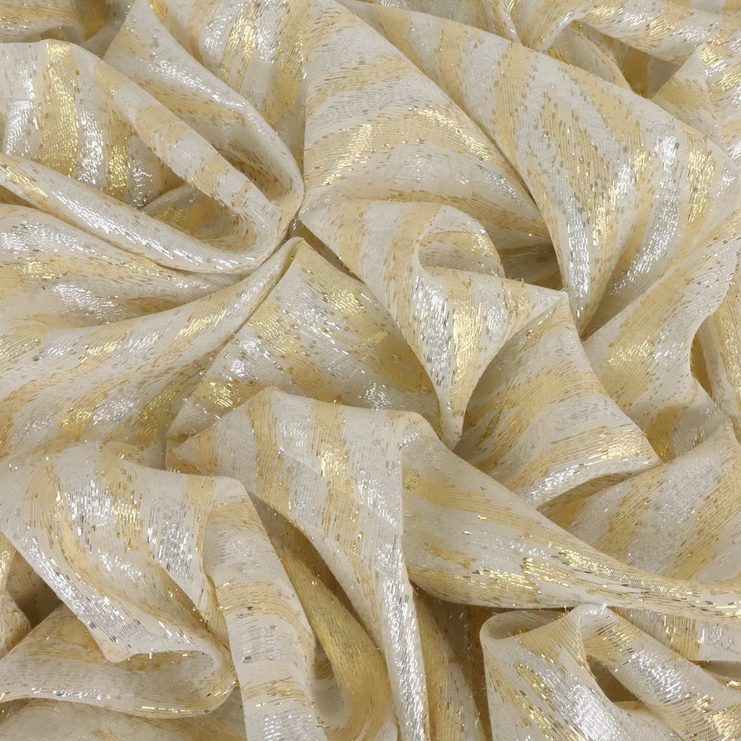 Silk Lurex Printed Chiffon Deadstock - Gold Rush