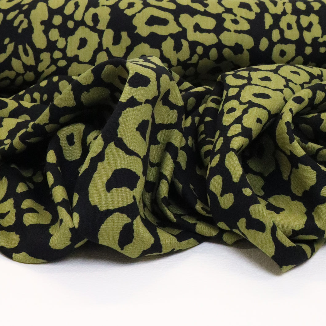 Feline Rayon Print - Green/Black