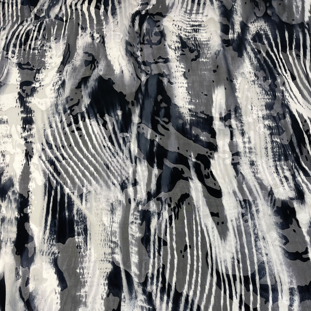 Viscose Silk Burnout Deadstock - Shadows Black and White