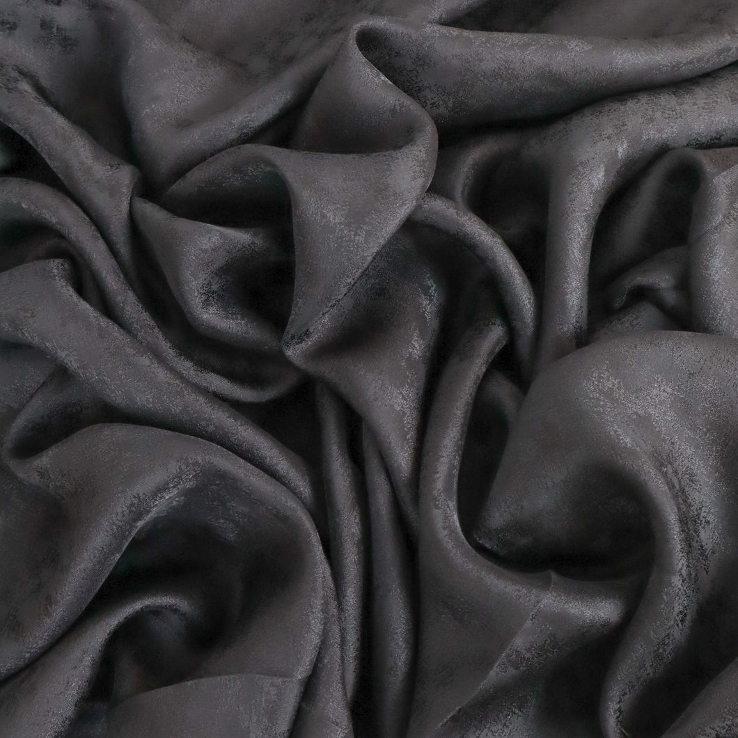 Skyline Silk Satin Designer End – Granite Charcoal Jacquard