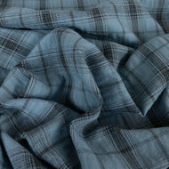 Washed Cotton Blend Plaid Check - Wynne Blue