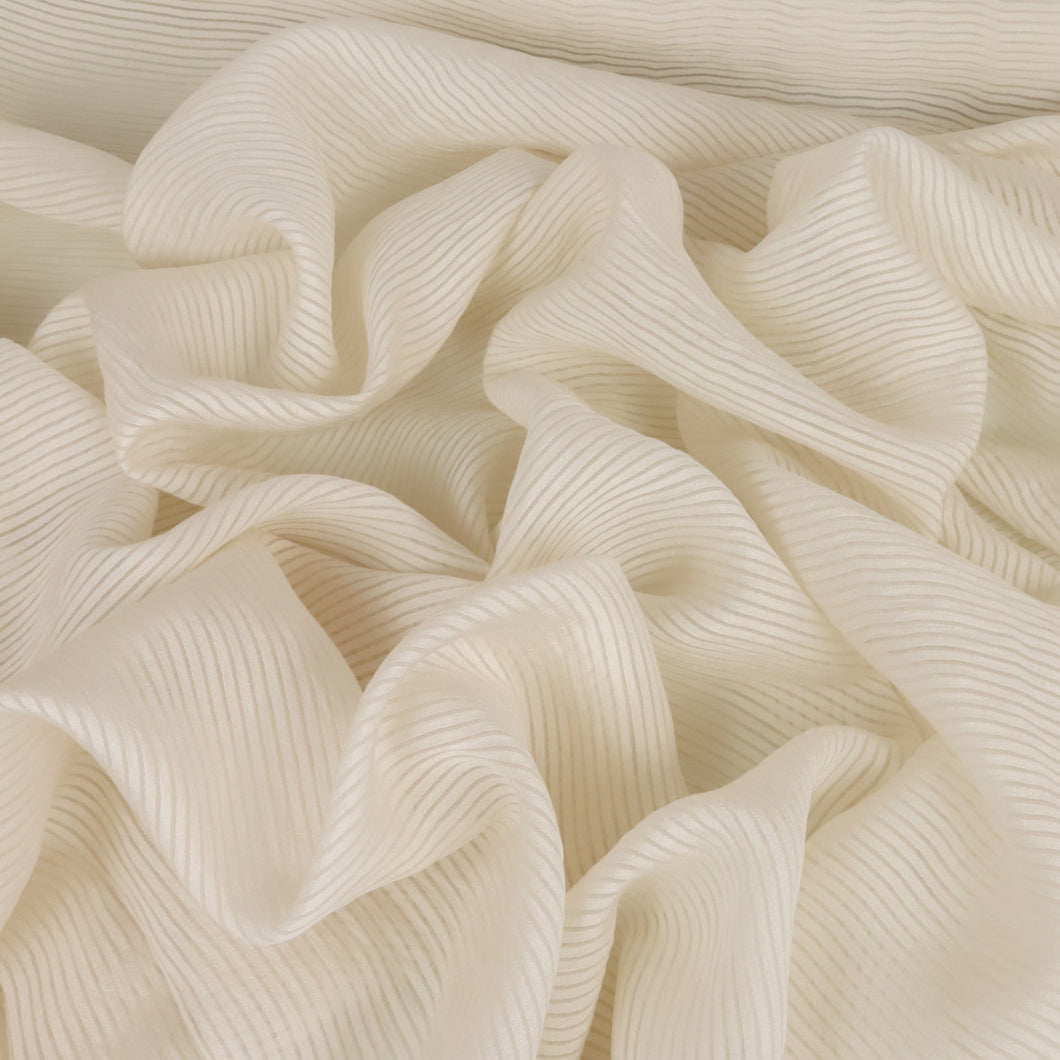 Cotton Nylon Self Stripe Voile - Tucker Cream