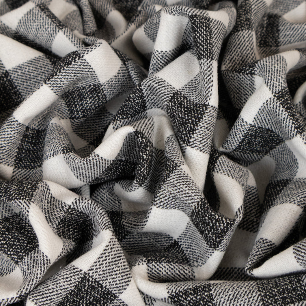 Viscose Woven Check Designer End - Lila Black and White