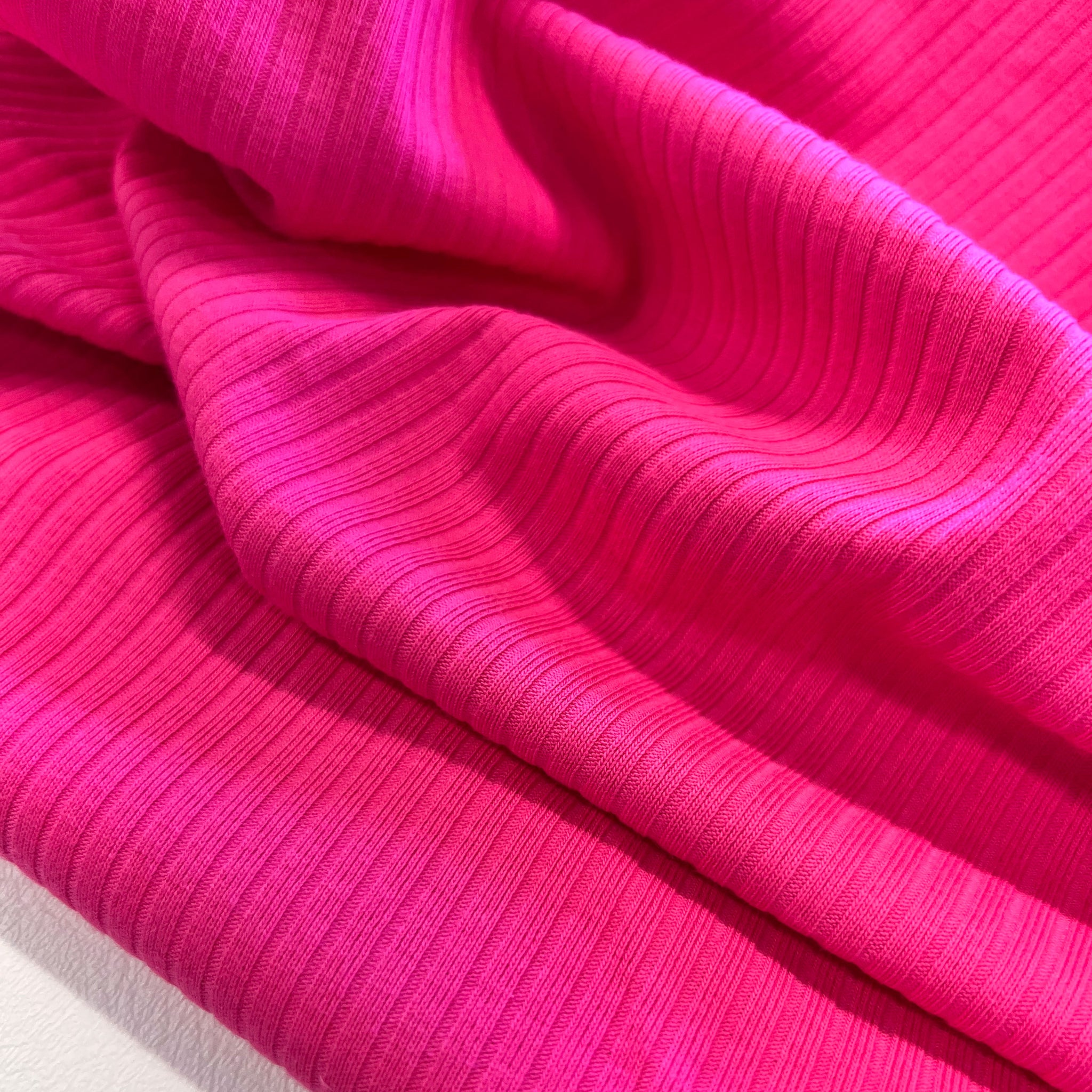 Collor Rib Pink Wide Rib Knit - Hot Pink – Fabric Box
