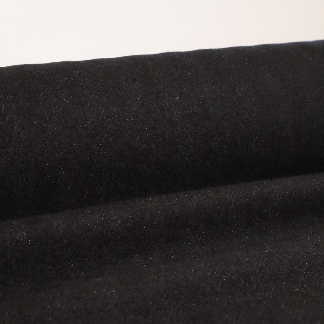 Wool Coating Deadstock - Willow Herringbone Black