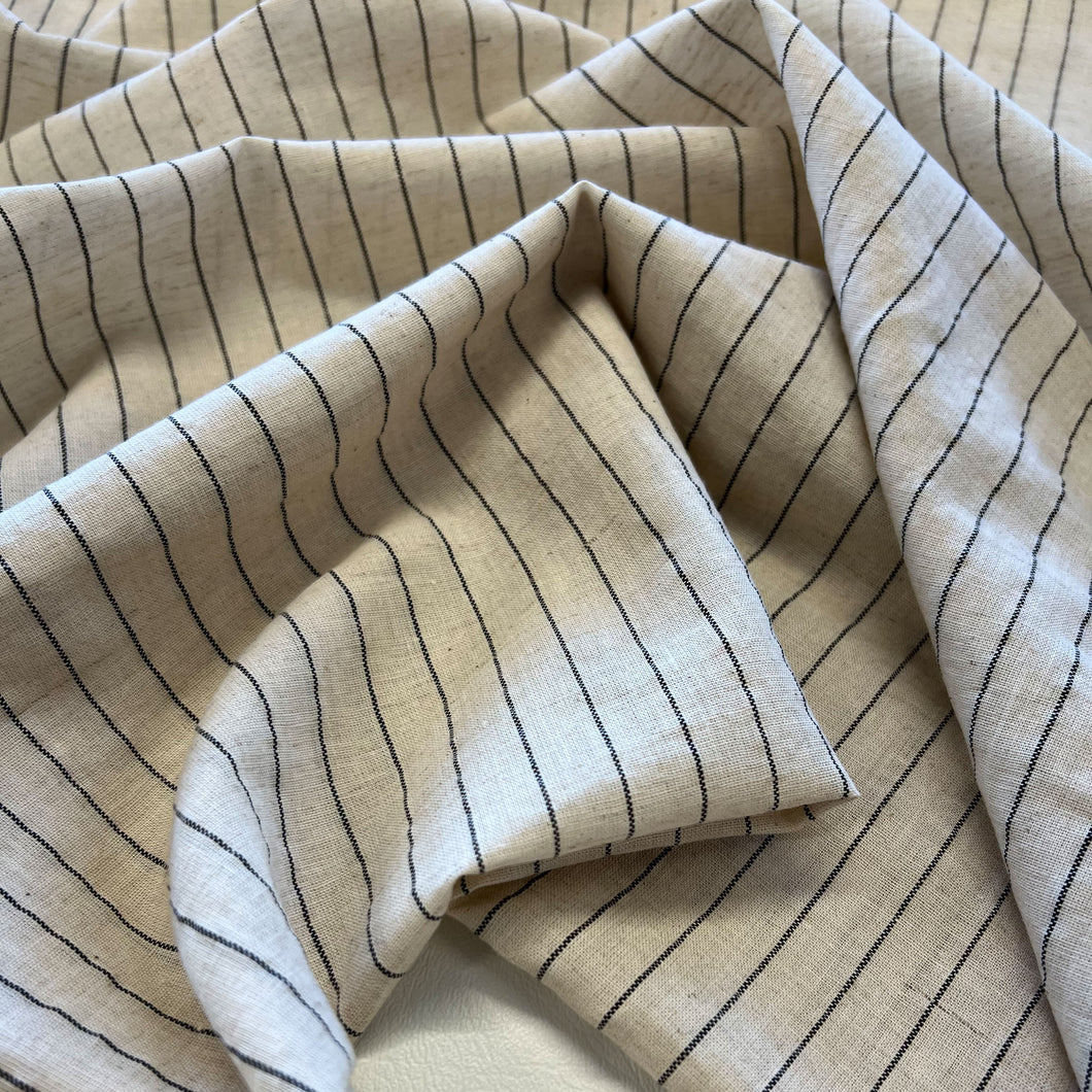 Linen Cotton Yarn Dyed Pinstripe - Natural