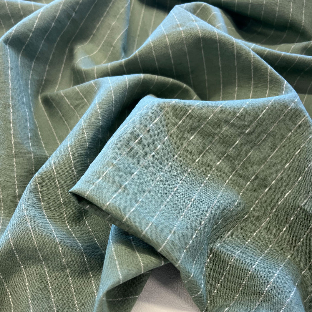 Linen Cotton Yarn Dyed Pinstripe - Sage