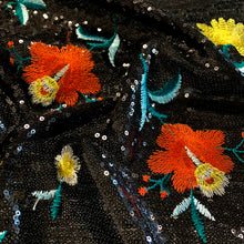 Load image into Gallery viewer, Floral Embroidered Sequin - Black
