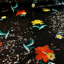 Load image into Gallery viewer, Floral Embroidered Sequin - Black
