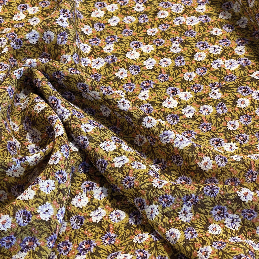 Vertigo Floral Print Crepe - Mustard