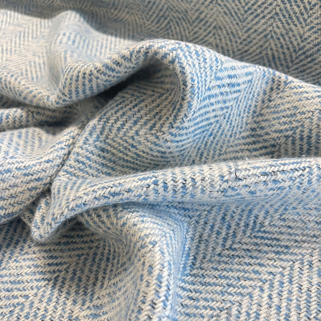 Herringbone Tweed Wool Blend - Sky