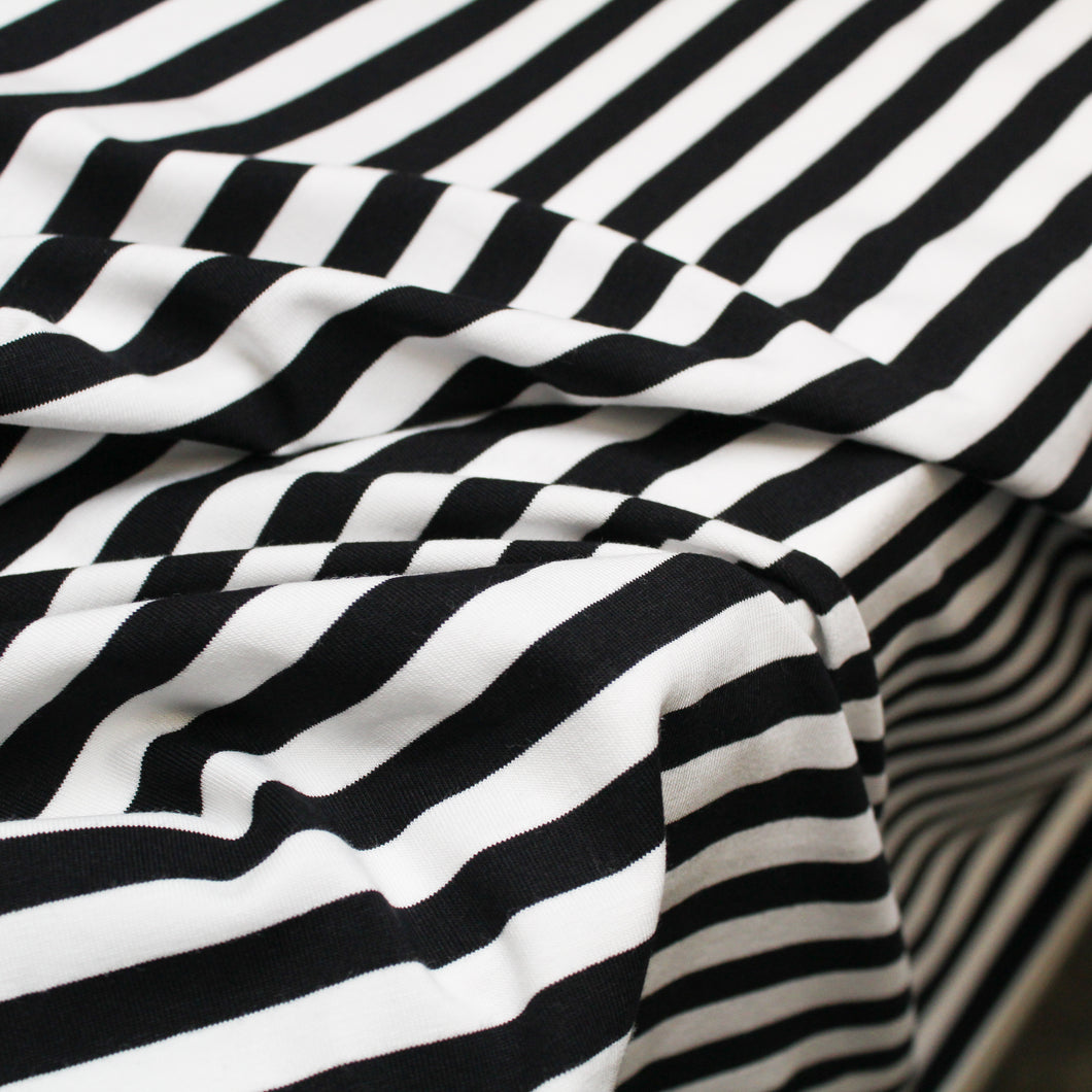 Cotton Spandex Mini Stripe - Black/White
