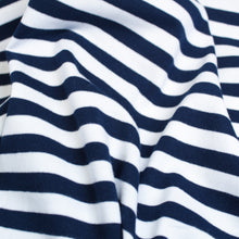Load image into Gallery viewer, Cotton Spandex Mini Stripe - Navy/White
