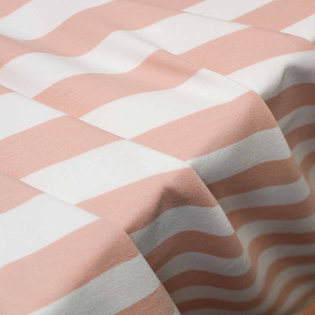 Cotton Spandex Stripe - Blush/White