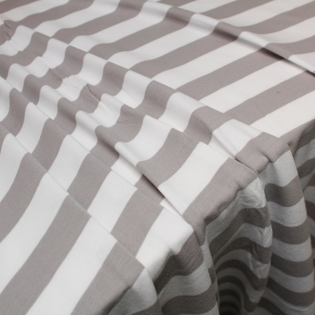 Cotton Spandex Stripe - Silver/White