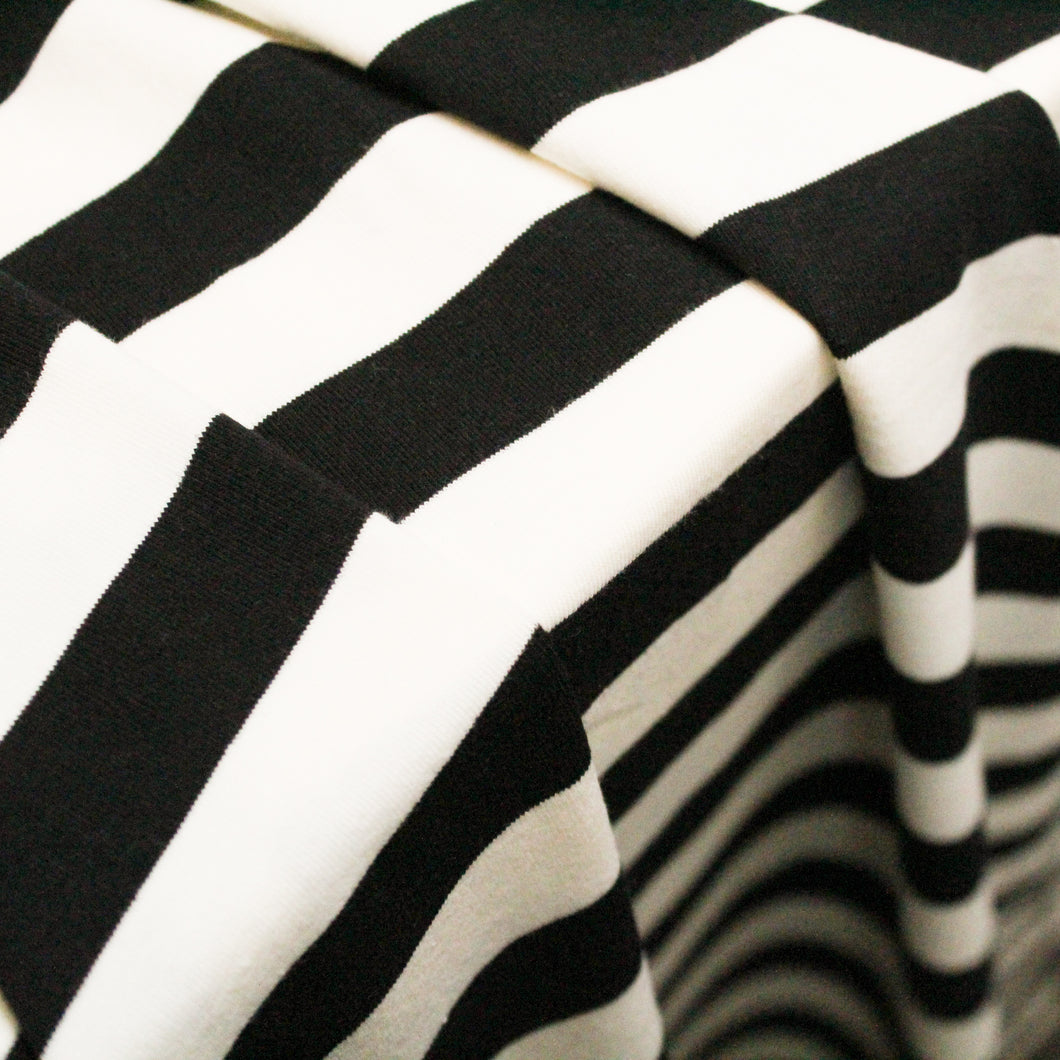 Cotton Spandex Stripe - Cream/Black
