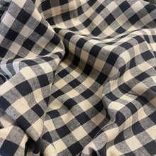 Load image into Gallery viewer, Linen Cotton Gingham - Black &amp; Beige
