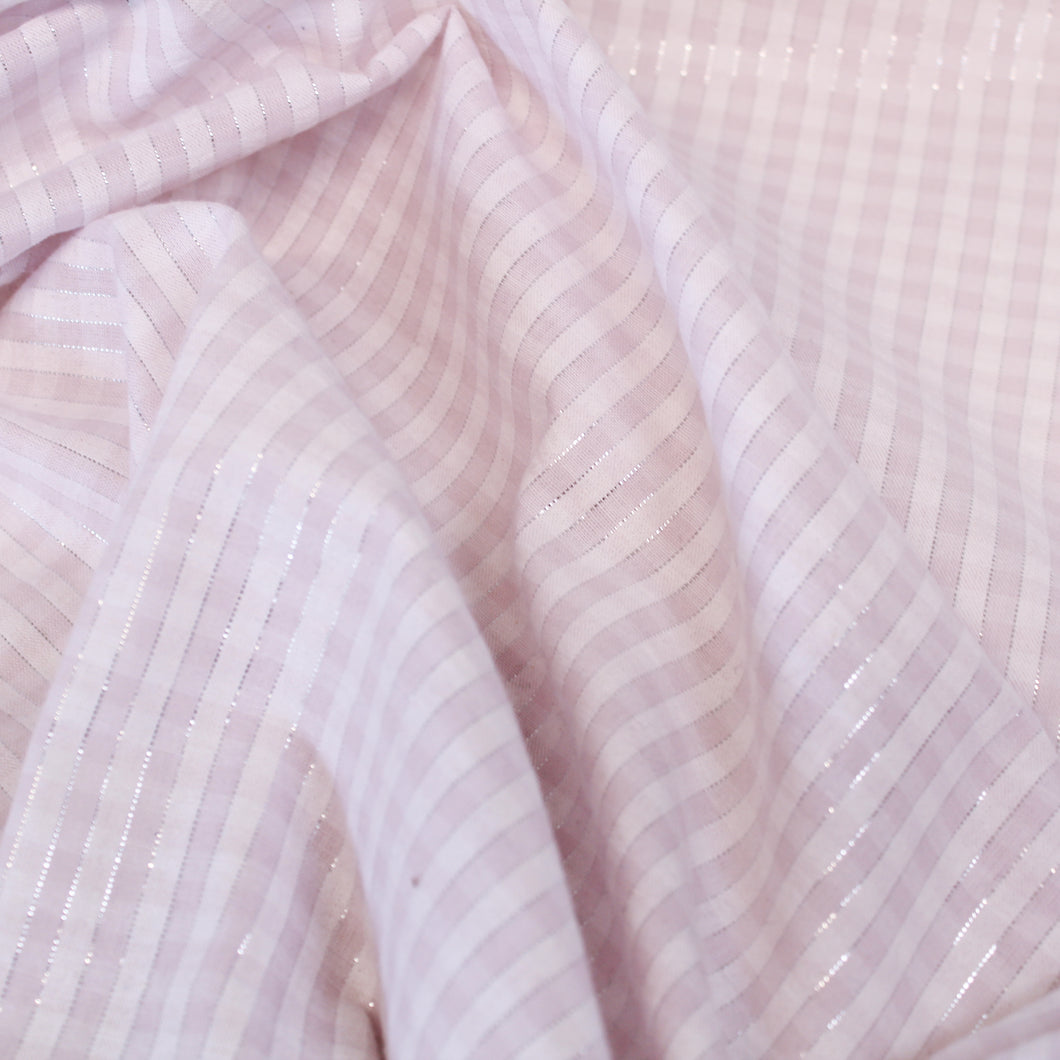 Metallic Pinstripe Gingham - Pink